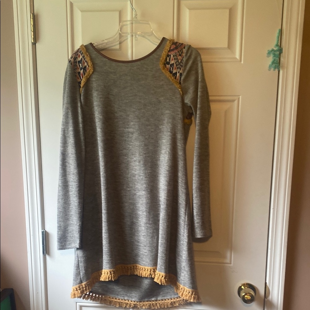 THML Gray and Brown Dress with Embroidery